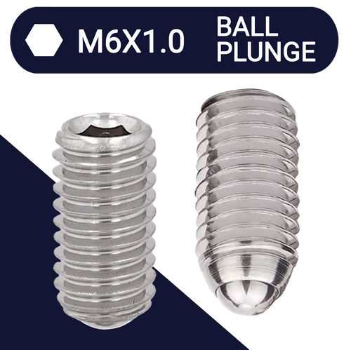M6X1.0 Set Screw,Stainless Steel,Ball Plunge Point