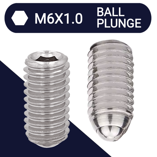 M6X1.0 Set Screw,Stainless Steel,Ball Plunge Point
