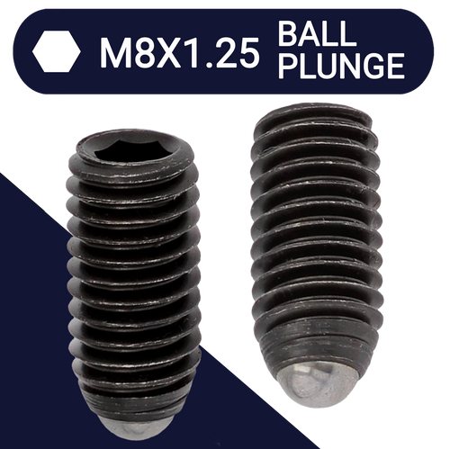 M8X1.25 Coarse Allen Set Screw Stud 45H Ball Plunge Point