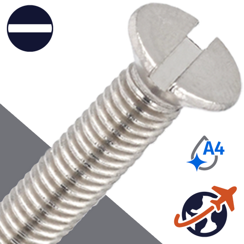 M3.5X0.6 Slotted Flat Head,DIN 963,A4 Stainless Steel
