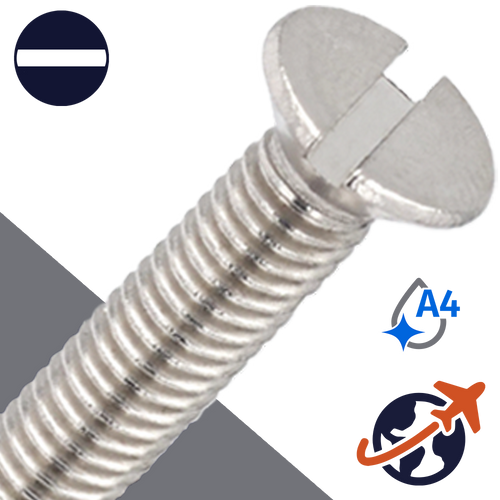 M3.5X0.6 Slotted Flat Head,DIN 963,A4 Stainless Steel