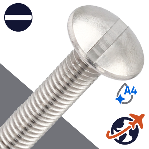 A4 Stainless Slotted Truss Head M8X1.25 Coarse NFE 27-128