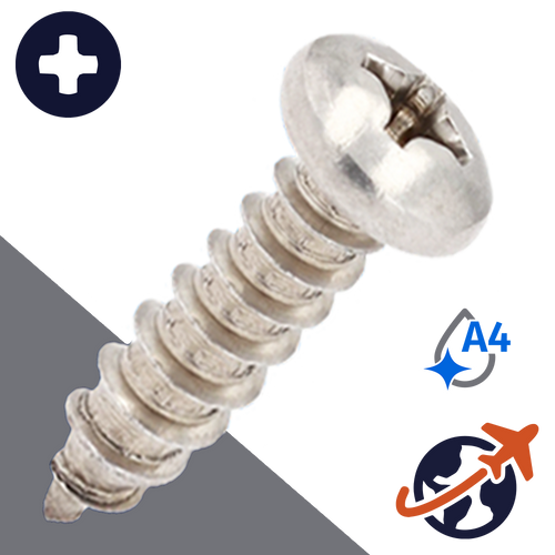 M2.9 Pan Phillips Tapping,DIN 7981-C,A4 Stainless Steel