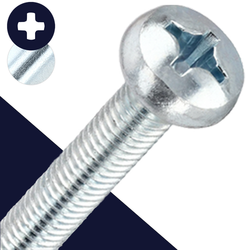 M2.5X0.45 Pan Head Phillips,Steel Class 4.8 Zinc,DIN 7985