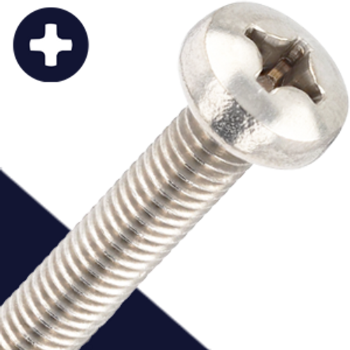 Phillips Pan Head Stainless M8X1.25 Coarse DIN 7985