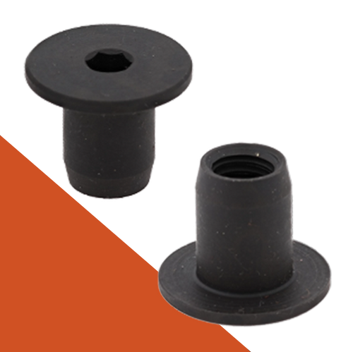 Low Profile Sleeve Nut,Stainless + Black Oxide,Allen Socket Drive
