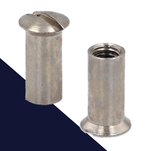 Oval Head Sleeve Nut,Slotted Drive,Brass, Nickel Plated