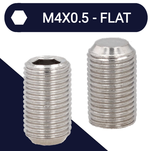 M4X0.5 Stainless Allen Fine Thread Set Screw Stud DIN 913 Flat Point