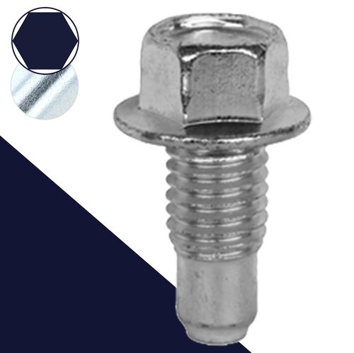 M12X1.75 Flanged Hex Plug,Zinc Plated with Pilot Point,Part# DP12X1.75-034