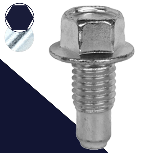 M12X1.75 Flanged Hex Plug,Zinc Plated with Pilot Point,Part# DP12X1.75-034