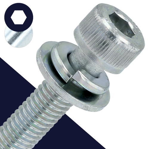 M4X0.7 Socket Head SEMS FW + LW - Steel 10.9 Zinc