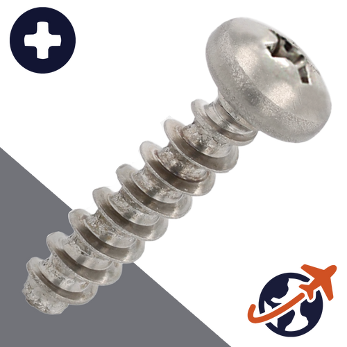 M3.5 Phillips Pan Thermoplastics Screw - A2 Stainless