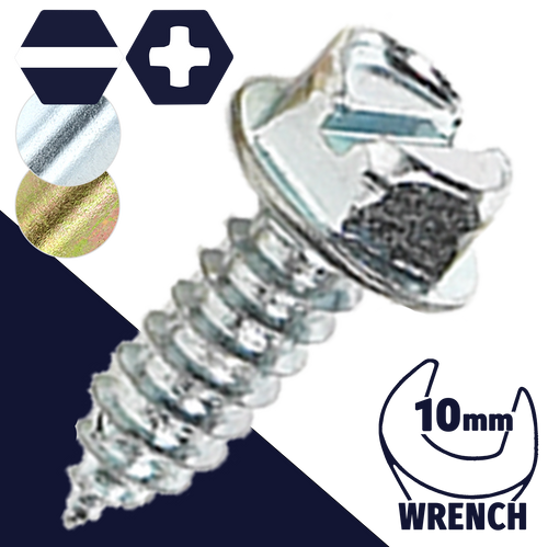 M6.3 Phillips Hex Flange,Zinc Plated Steel,Sheet Metal Screw