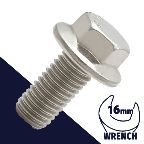 M12X1.75 Flange Bolt,A2-70 Stainless,DIN 6921 / 16mm Wrench