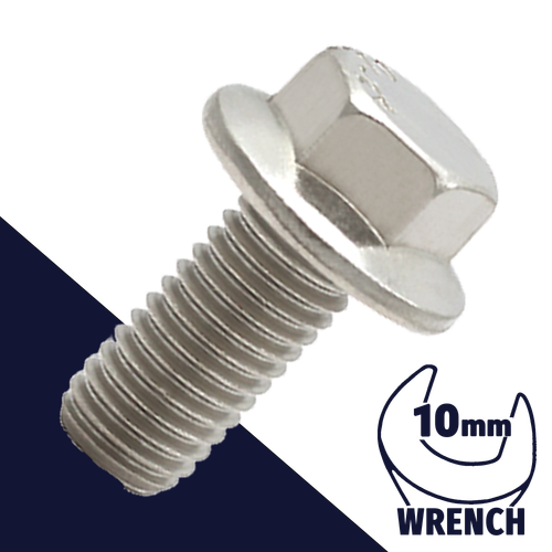 M6X1.0 Flange Bolt,A2-70 Stainless,DIN 6921 / 10mm Wrench
