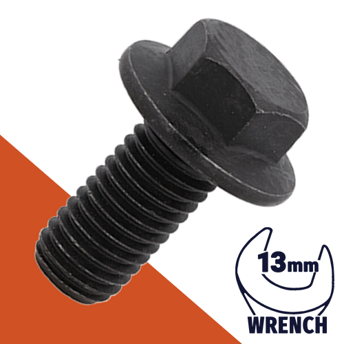 M8X1.25 Flange Bolt,A2-70 Stainless + Black Ox,DIN 6921 / 13mm Wrench