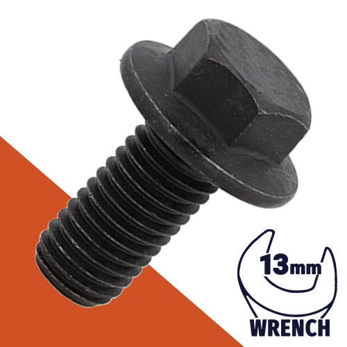 M8X1.25 Flange Bolt,A2-70 Stainless + Black Ox,DIN 6921 / 13mm Wrench