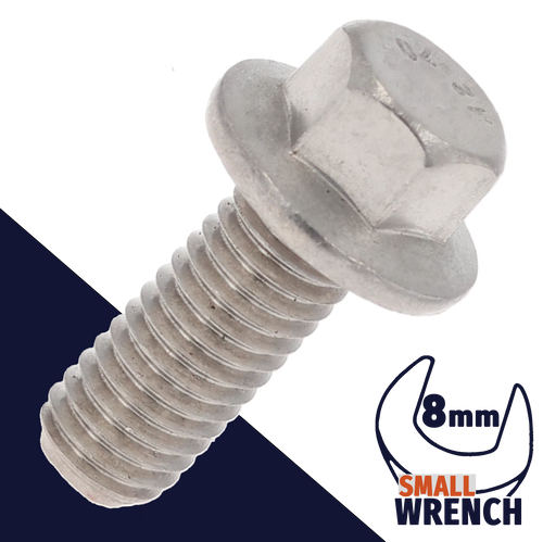 M6X1.0 Flange Bolt,A2-70 Stainless,ISO 4162 / 8mm Wrench