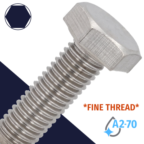 M16X1.5 Fine Hex Bolt,Stainless Steel A2-70,DIN 961