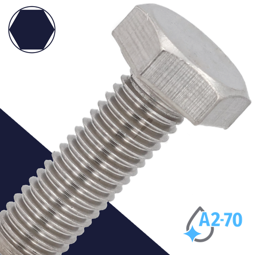 M6X1.0 Hex Bolt,Stainless Steel A2-70,DIN 931 / 933