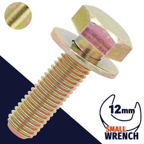 M8X1.25 Hex SEMS,Steel Yellow Zinc,Flat Washer / Wrench 12mm