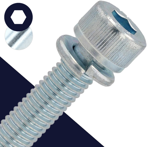 M5X0.8 SEMS Socket Head,Steel 10.9 Zinc Plated,Captive Lock Washer