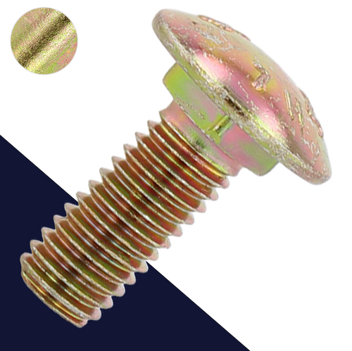 M6X1.0 Short Neck Carriage Bolt,Steel Class 8.8 Zinc,ISO 8678 Reduced Collar