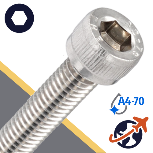 M10X1.5 Socket Head,A4-70 Marine Stainless,ISO 4762 / DIN 912