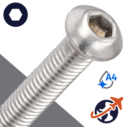 M10X1.5 Button Head,A4 Stainless Steel,ISO 7380-1