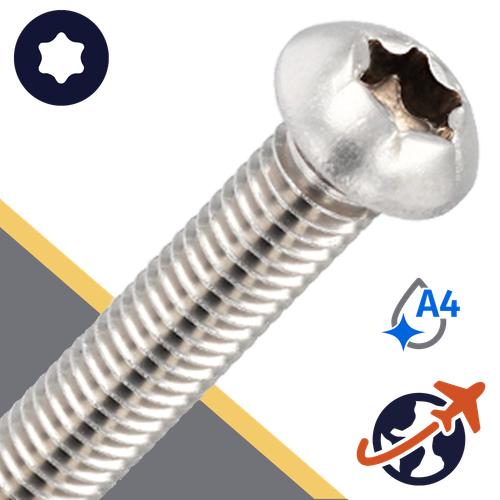 M10X1.5 Torx Button Head,ISO 7380-1 TX,A4 Stainless Steel