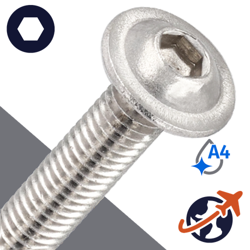 M10X1.5 Button Flange,A4 Stainless Steel,ISO 7380-2