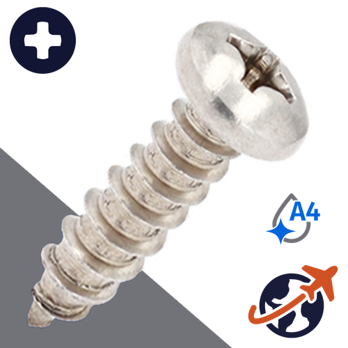 M2.9 Pan Phillips Tapping,DIN 7981-C,A4 Stainless Steel
