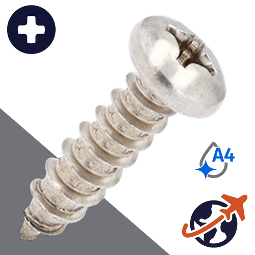 M2.9 Pan Phillips Tapping,DIN 7981-C,A4 Stainless Steel