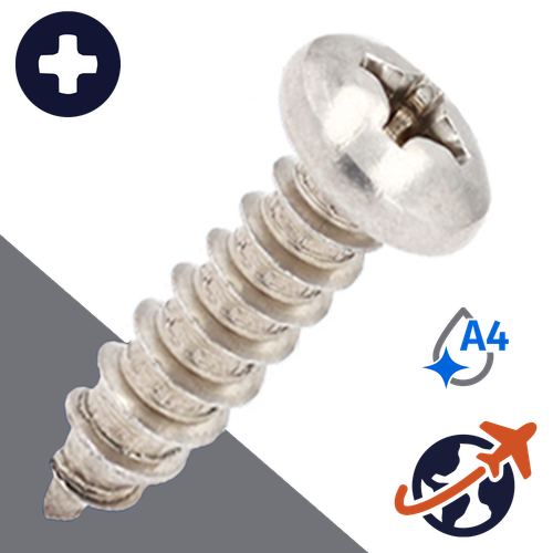 M2.9 Pan Phillips Tapping,DIN 7981-C,A4 Stainless Steel