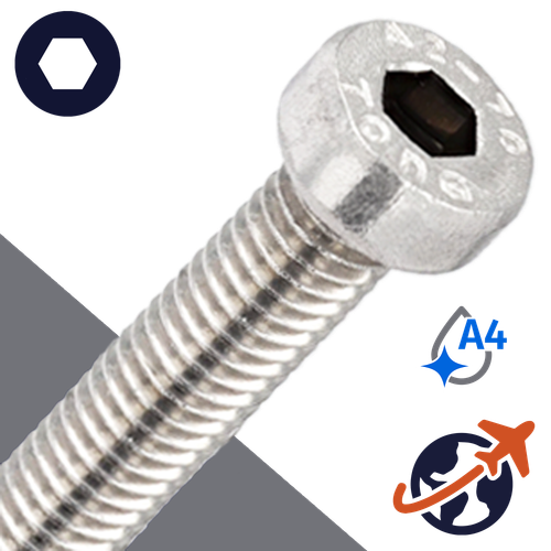M10X1.5 Socket Head Low,A4 Marine Stainless,DIN 7984