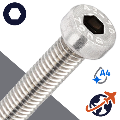 M10X1.5 Socket Head Low,A4 Marine Stainless,DIN 7984