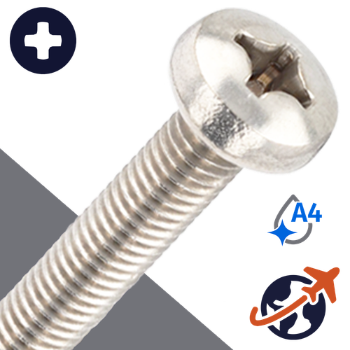 M2.5X0.45 Phillips Pan Head,DIN 7985,A4 Stainless Steel
