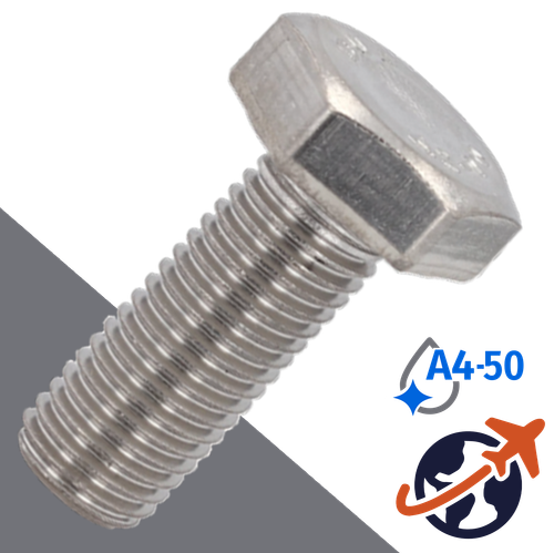 M39X4.0 Hex Bolt,A4-50 Marine Stainless,DIN 931 / 933