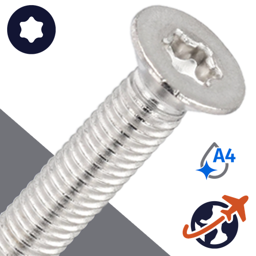 M10 Torx Flat Head,ISO 14581 TX,A4 Stainless Steel