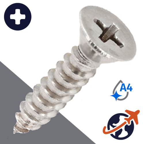 M2.2 Flat Phillips Tapping,DIN 7982-C,A4 Stainless Steel