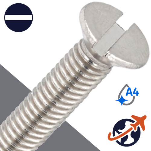 M3.5X0.6 Slotted Flat Head,DIN 963,A4 Stainless Steel