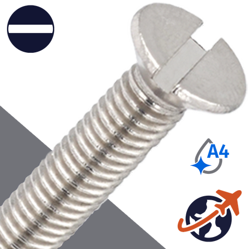 M3.5X0.6 Slotted Flat Head,DIN 963,A4 Stainless Steel