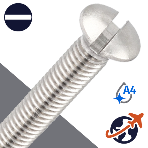 M3X0.5 Slotted Oval Head,DIN 964,A4 Stainless Steel