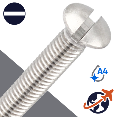 M3X0.5 Slotted Oval Head,DIN 964,A4 Stainless Steel