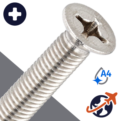 M2.5X0.45 Phillips Flat Head,DIN 965,A4 Stainless Steel