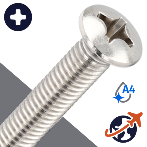 M3X0.5 Phillips Oval Head,DIN 966,A4 Stainless Steel