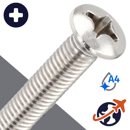 M3X0.5 Phillips Oval Head,DIN 966,A4 Stainless Steel