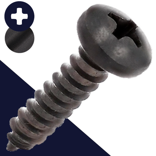 M3.5 Pan Phillips Tapping,Steel Black Zinc Plated,DIN 7981-C