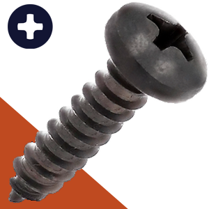 M6.3 Pan Phillips Tapping,Stainless A2 + Black Oxide,DIN 7981-C