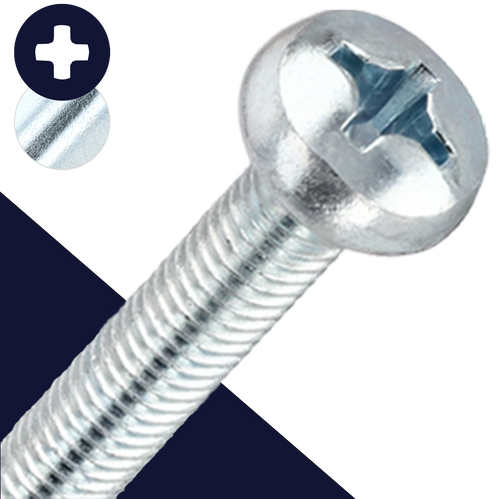 M3.5X0.6 Pan Head Phillips,Steel Class 4.8 Zinc,DIN 7985